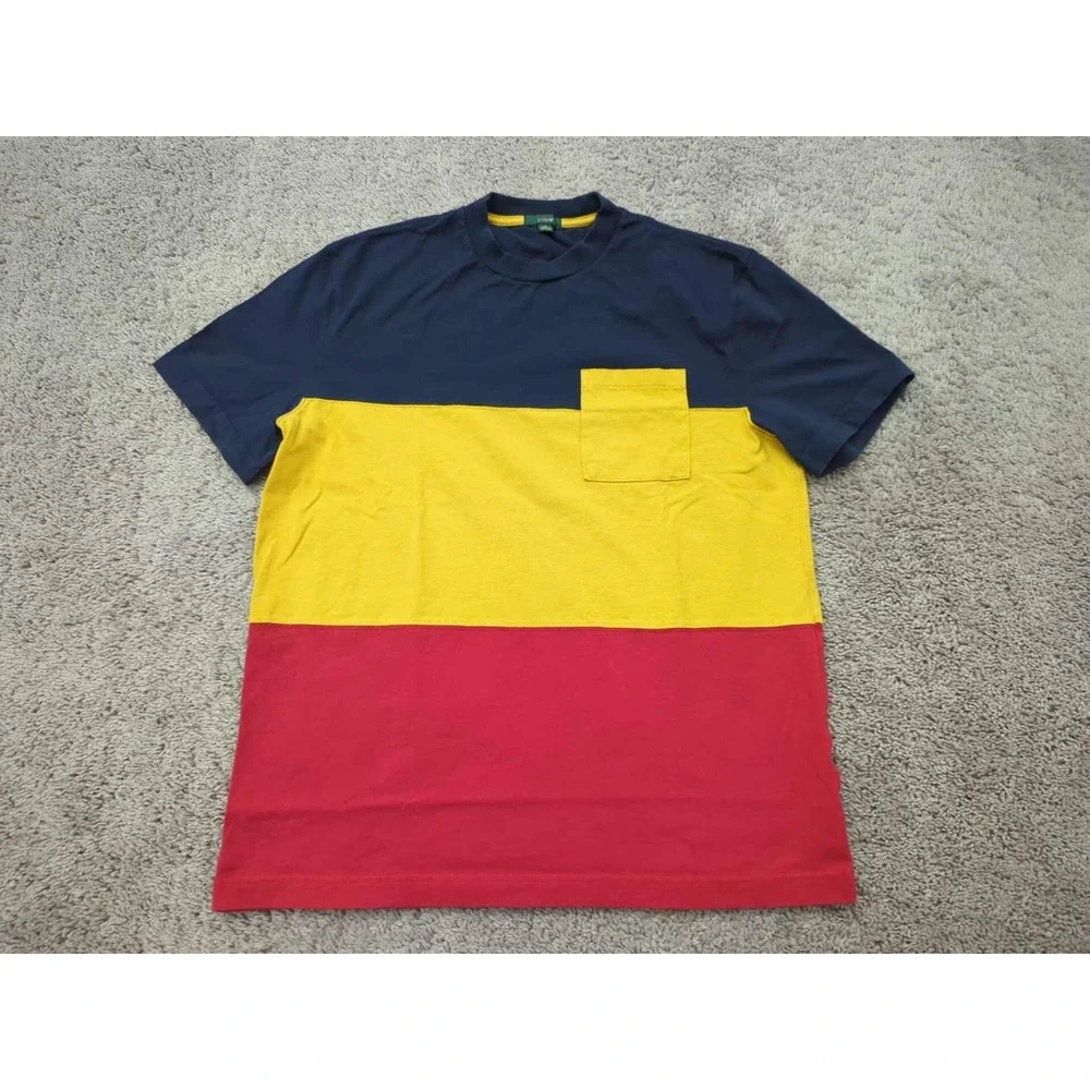 J. Crew T Shirt Mens Medium Oarsman Color Block Pullover Chest‎ Pocket Casual